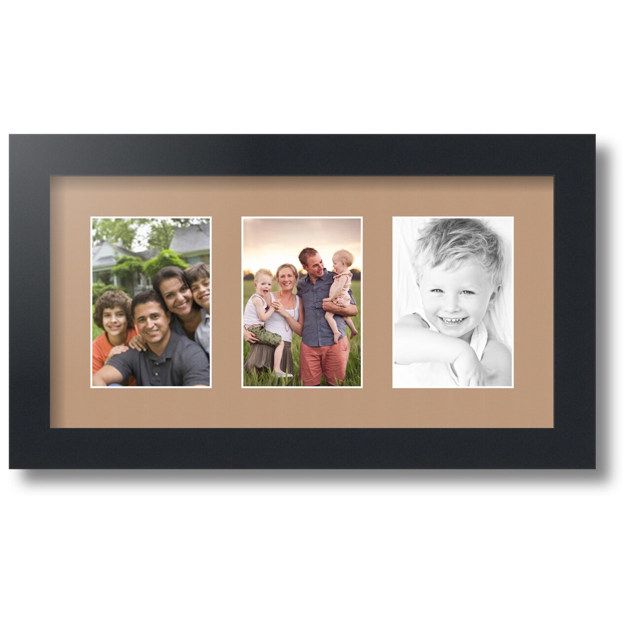 ArtToFrames Collage Photo Picture Frame with 3 - 3.5x5 inch Openings, Framed in Black with Over 62 Mat Color Options and Regular Glass (CSM-3926-29)